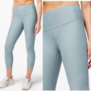 Lululemon Zoned In High Rise Crop 23" Blue Cast W6BD4S 6 gym